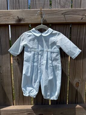 Sarah Louise Light Blue Peter Pan Collar Romper